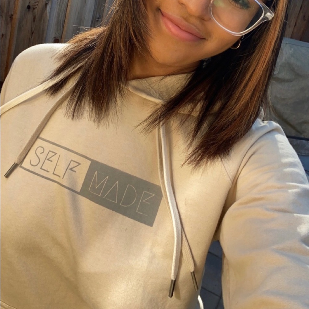 Self Made custom hooded sweater sweatshirt tan reflective hoodie unisex pink